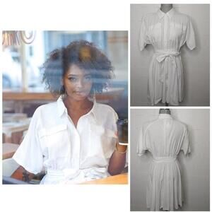 Emma Knudsen Kelsey Drop Shoulder Midi Shirt Dress